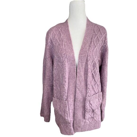 Croft & Barrow Sweaters - Croft &Barrow Cardigan Women’s Size M Purple Open Front Long Sleeve Knit Sweater